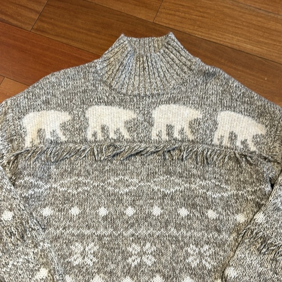 Loft Bear Fringe Mock Neck Sweater - Picture 2 of 9